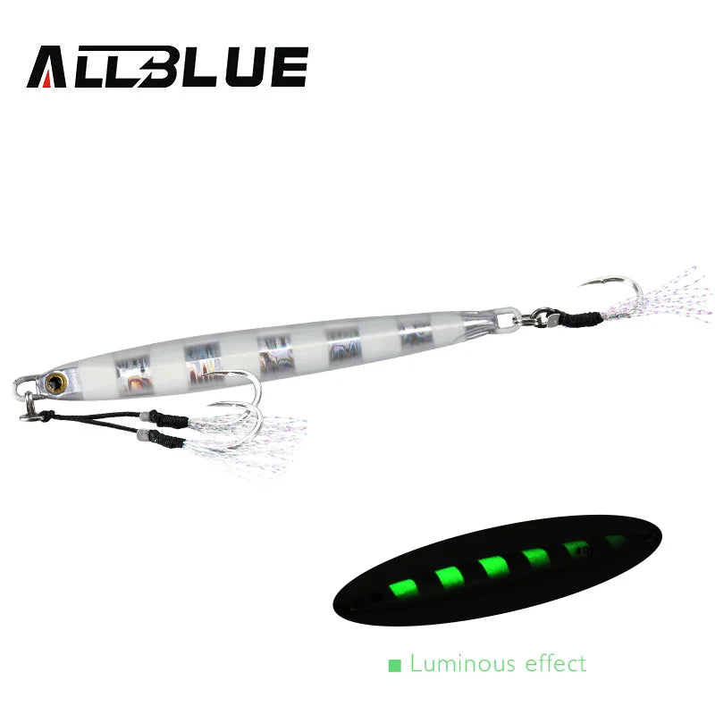 ALLBLUE SLOWER Long Metal Jig Fishing Lure Slow Cast Jigging Spoon 20G 30G 40G 60G Artificial Shore Metal Bait Sea Tackle