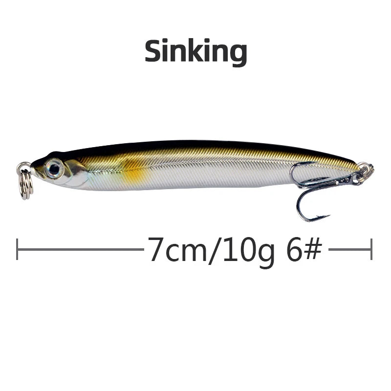 1pcs High Quality Thrill Stick Fishing Lure 8.1g 10g Sinking Pencil Long Casting Shad Minnow Artificial Bait Pike Lures