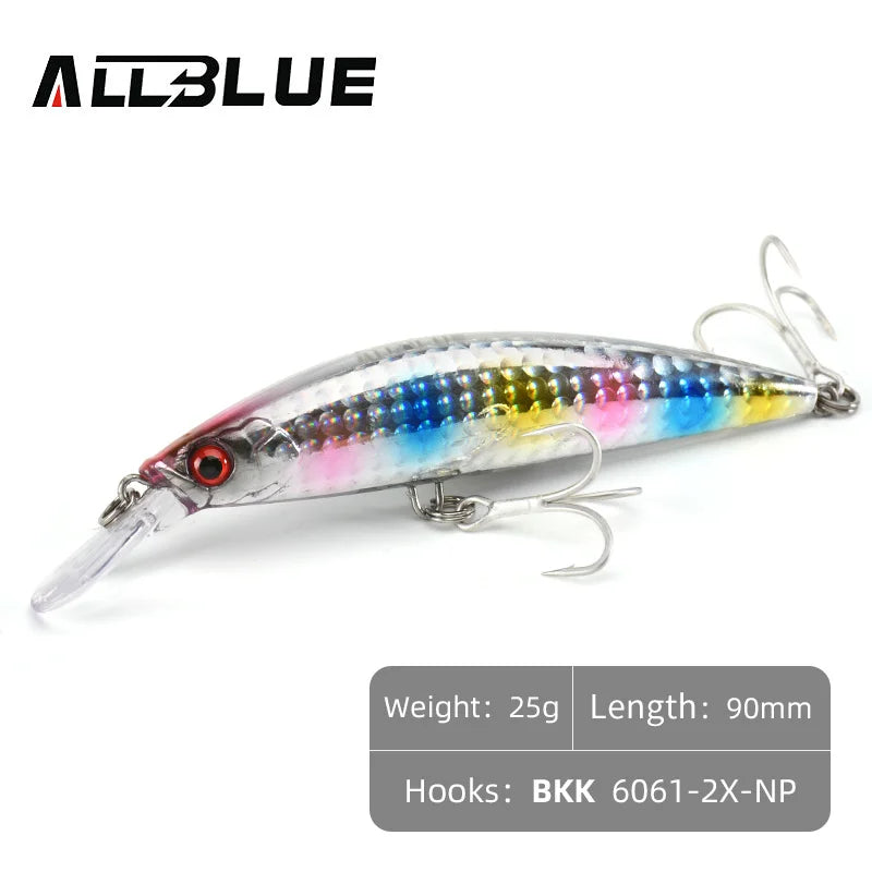 ALLBLUE Heavy Weight Minnow 90mm/110mm Sinking Jerkbait Longcast Fishing Lure Saltwater Sea Bass Plastic Artificial Bait Tackle