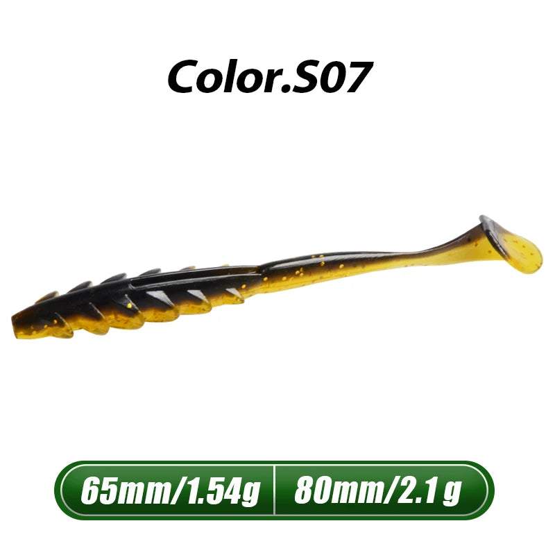 MEREDITH Crazy Shiner II Soft Lure 65mm 80mm Fishing Lure Shad Silicone Baits T-tail Wobblers Swimbait Artificial leurre souple