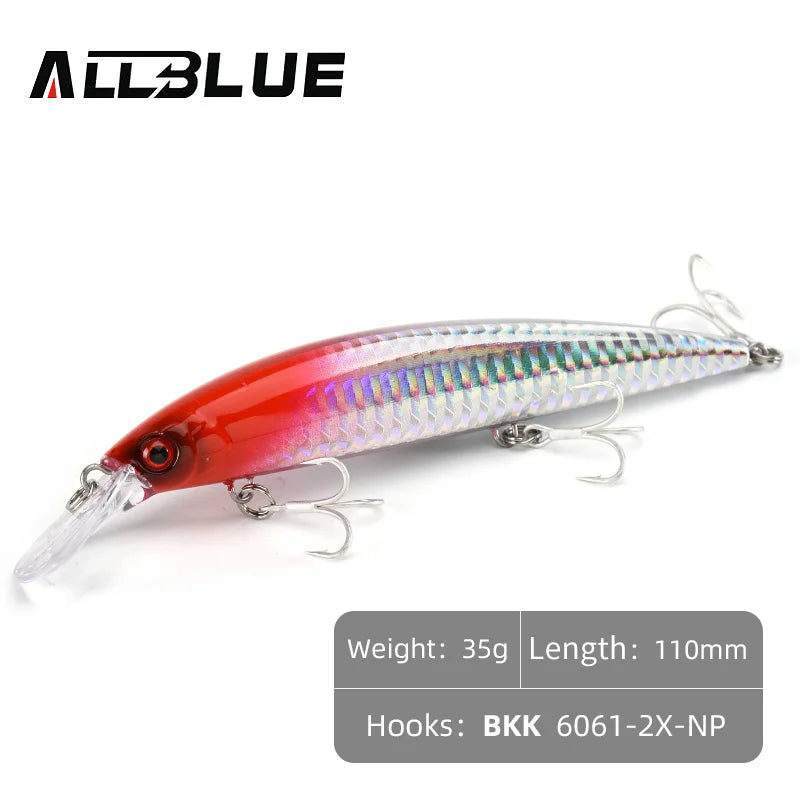 ALLBLUE Heavy Weight Minnow 90mm/110mm Sinking Jerkbait Longcast Fishing Lure Saltwater Sea Bass Plastic Artificial Bait Tackle