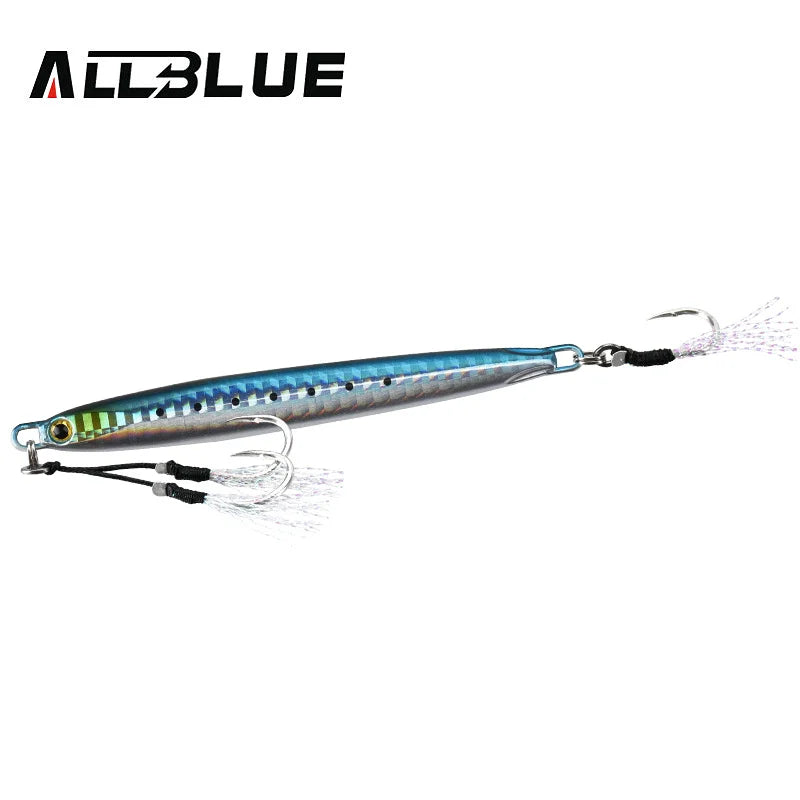 ALLBLUE SLOWER Long Metal Jig Fishing Lure Slow Cast Jigging Spoon 20G 30G 40G 60G Artificial Shore Metal Bait Sea Tackle