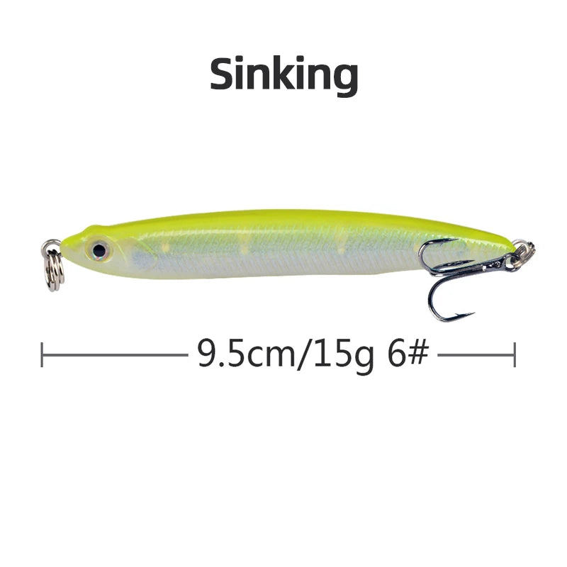 1pcs High Quality Thrill Stick Fishing Lure 8.1g 10g Sinking Pencil Long Casting Shad Minnow Artificial Bait Pike Lures