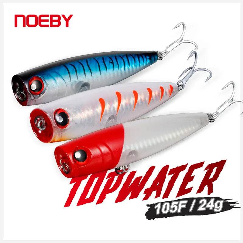 NOEBY 3Pcs Popper Lures Set – 105mm Topwater Action - Fish & Cheaps | Fishing & Outdoor Gear