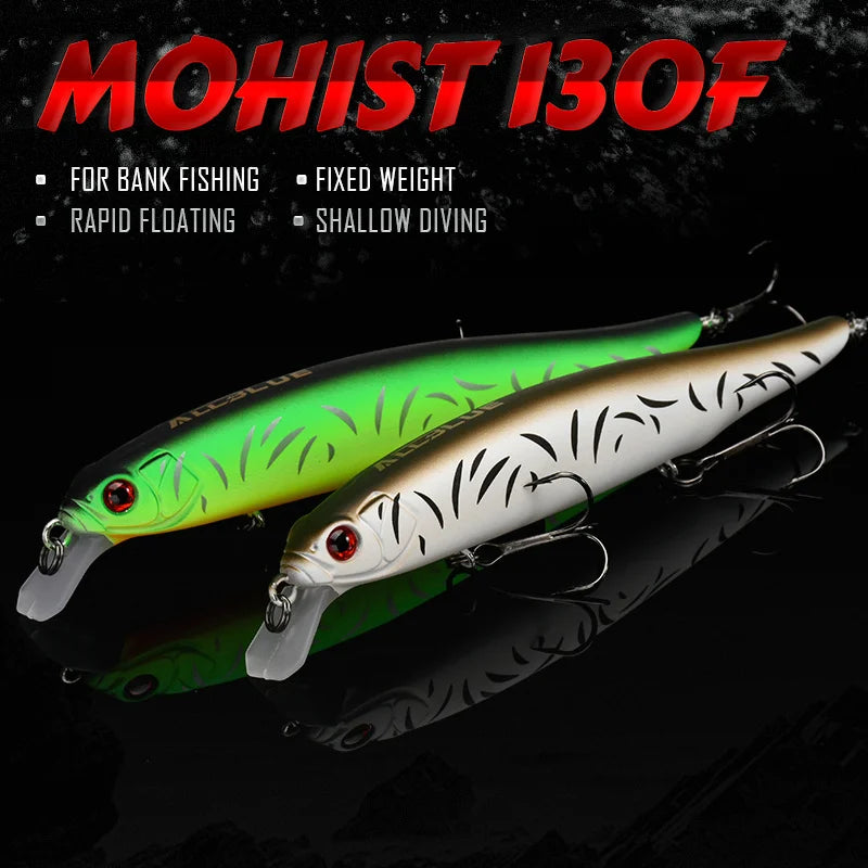 ALLBLUE MOHIST 130F Jerkbait Fishing Lure 130mm 20g Rapid Floating Wobbler Shallow Diving Minnow Pike Bait Fishing Tackle Hooks