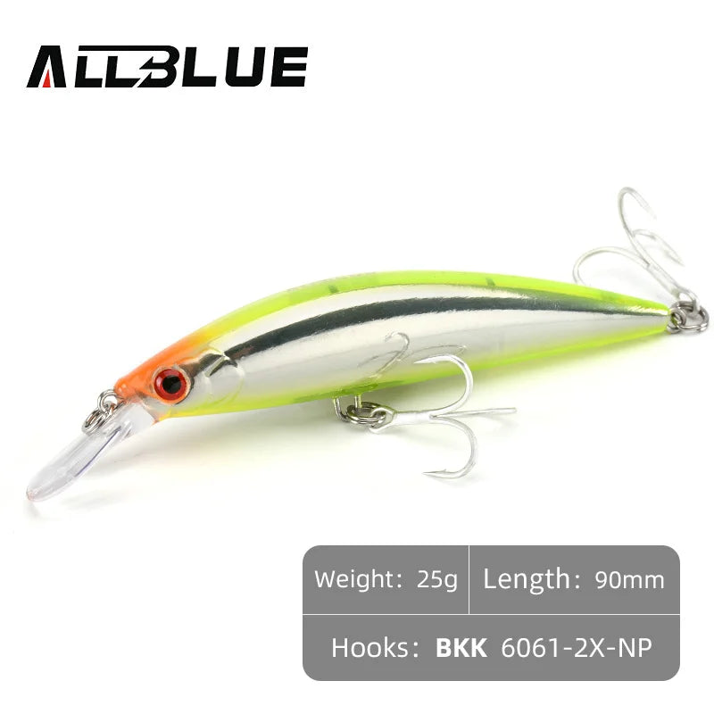 ALLBLUE Heavy Weight Minnow 90mm/110mm Sinking Jerkbait Longcast Fishing Lure Saltwater Sea Bass Plastic Artificial Bait Tackle