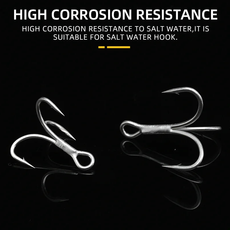 BLUX 2X Strong O'SHAUGHNESSY Treble Hooks 4# 6# 8# 10# 10pcs/lot Matt Tin Saltwater Fishing Lure Sharp Fishhook Terminal Tackle