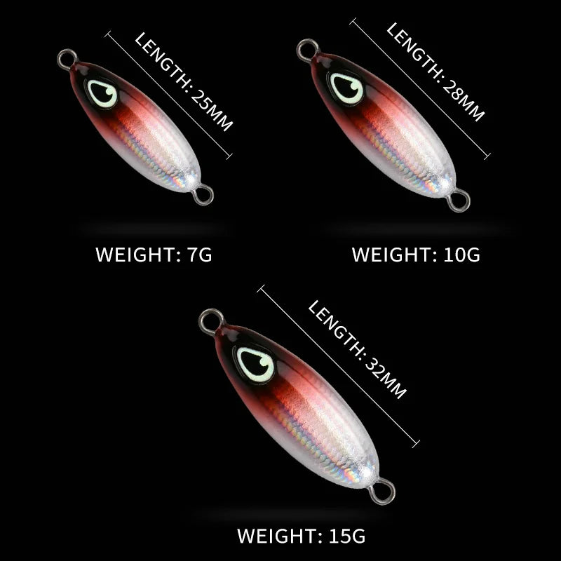 ALLBLUE Slow Drop 7G 10G 15G Micro Cast Metal Jig Shore Casting Jigging Spoon Saltwater Fishing Lure Artificial Bait Tackle