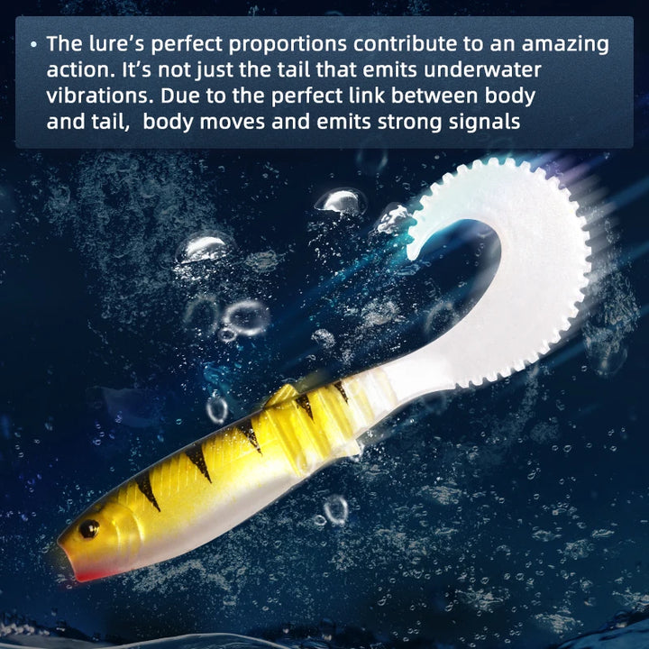 MEREDITH 5pcs 110mm 8.2g Cannibal Curved Tail Fishing Lures baitJerk Sea Big Bait Soft Lure Paddle Tail Silicon Bait Sea Fishing