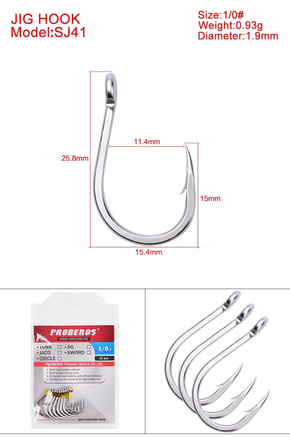 PROBEROS Large Stainless Steel Sea Hook - Fish & Cheaps | Fishing & Outdoor Gear