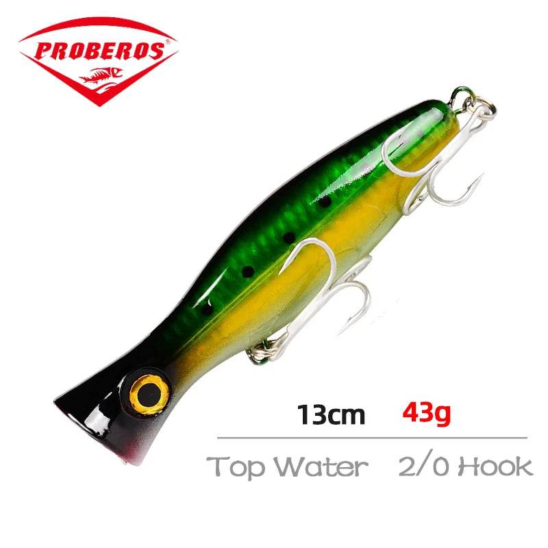 PROBEROS Popper Fishing Lure – 13cm 43g Topwater - Fish & Cheaps | Fishing & Outdoor Gear