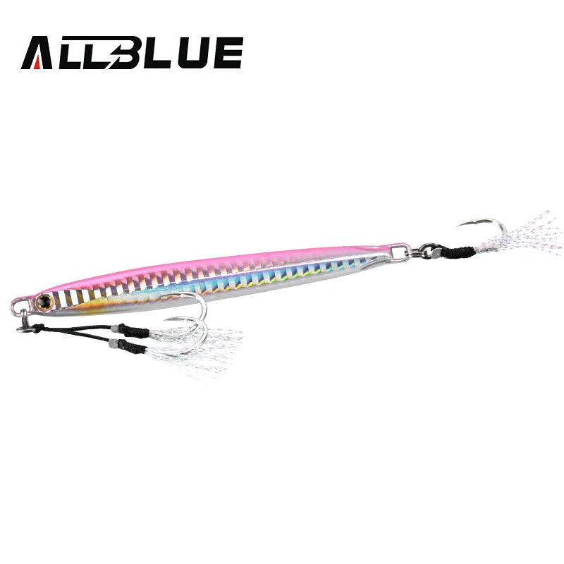 ALLBLUE SLOWER Long Metal Jig Fishing Lure Slow Cast Jigging Spoon 20G 30G 40G 60G Artificial Shore Metal Bait Sea Tackle