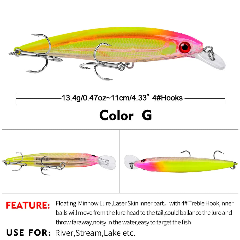 13.4g11cm Swimbaits Bass Big Fish Crankbaits Fishing Lure  Floating Depth: 0.6-1.8m Wobblers for Pike Minnow Lure Fishing Tackle