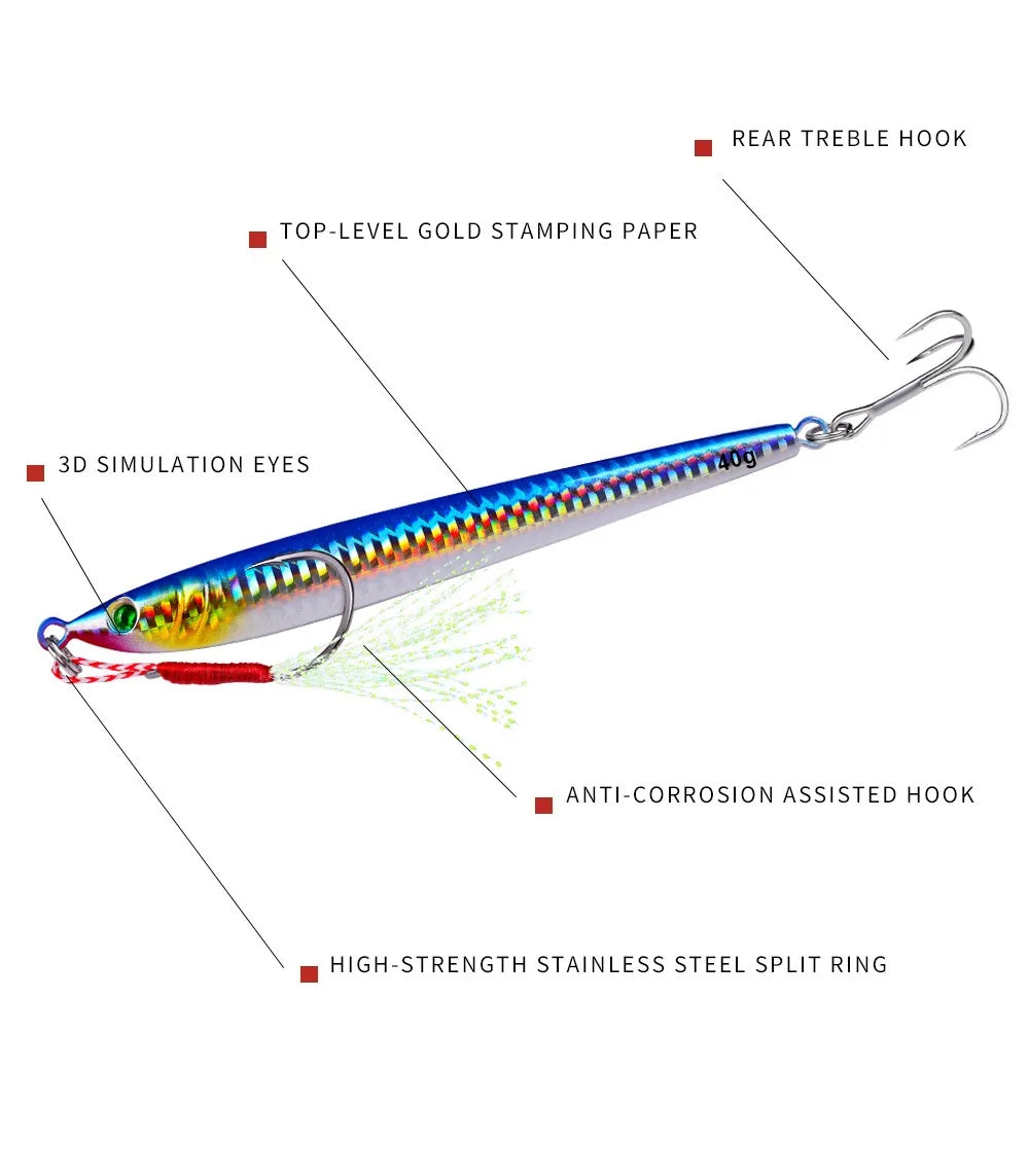 PRO BEROS Metal Jig Bait Weight 80-100g Trolling hard bait bass fishing tackle trout diving bait Sea Fishing Lures Pesca