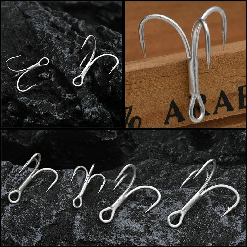 BLUX 2X Strong O'SHAUGHNESSY Treble Hooks 4# 6# 8# 10# 10pcs/lot Matt Tin Saltwater Fishing Lure Sharp Fishhook Terminal Tackle