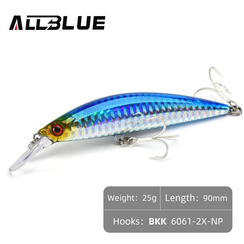 ALLBLUE Heavy Weight Minnow 90mm/110mm Sinking Jerkbait Longcast Fishing Lure Saltwater Sea Bass Plastic Artificial Bait Tackle