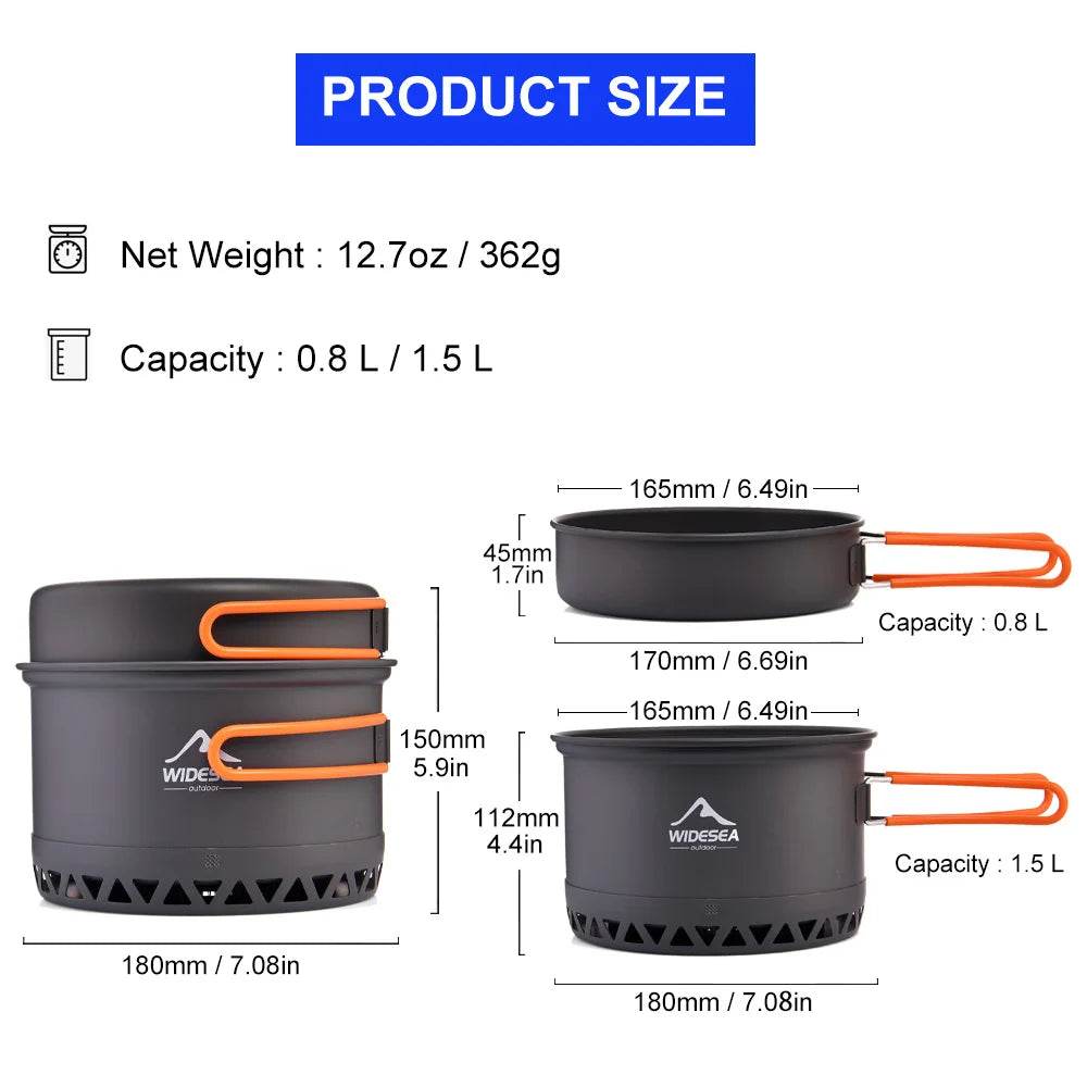 Widesea 1.3L/2.3L Camping Pot Set — Cook Fast, Pack Light - Fish & Cheaps | Fishing & Outdoor Gear