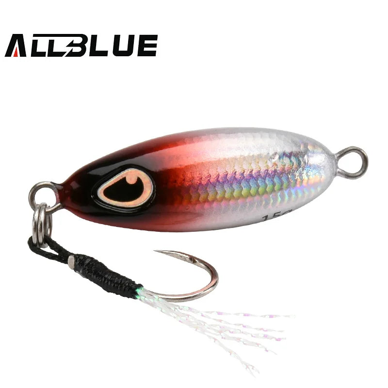 ALLBLUE Slow Drop 7G 10G 15G Micro Cast Metal Jig Shore Casting Jigging Spoon Saltwater Fishing Lure Artificial Bait Tackle