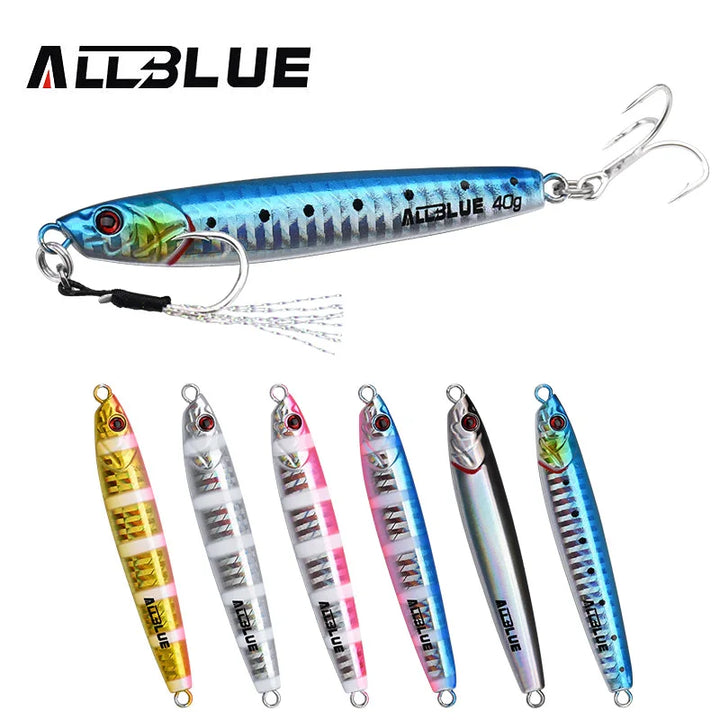 ALLBLUE 3D Minnow Metal Casting Jig Spoon 20G 40G Off Shore Drag Cast Jigging Artificial Bait Sea Bass Lure Fishing Tackle