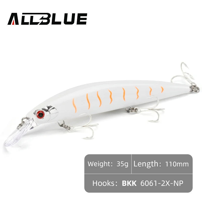 ALLBLUE Heavy Weight Minnow 90mm/110mm Sinking Jerkbait Longcast Fishing Lure Saltwater Sea Bass Plastic Artificial Bait Tackle