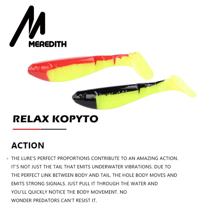 MEREDITH 7cm 4.5g 8pcs Set of 3 Predator Tackle Soft Plastic Jig Heads Pike Lures Fishing Soft Lures