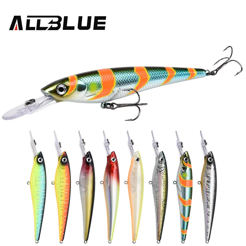 ALLBLUE OSPPEY 110F Trolling Minnow 110MM 16.2G Fishing Lure Floating Wobbler Pike Crank Artificial Bait Depth 1.5-2.5M Tackle