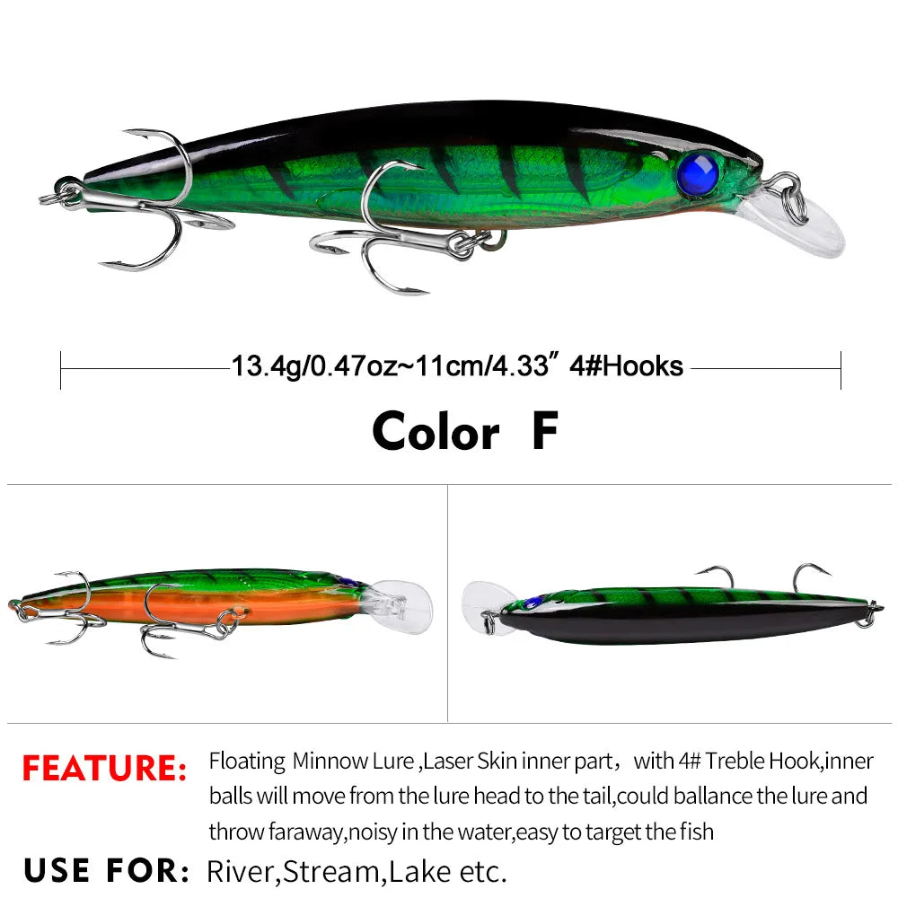 13.4g11cm Swimbaits Bass Big Fish Crankbaits Fishing Lure  Floating Depth: 0.6-1.8m Wobblers for Pike Minnow Lure Fishing Tackle