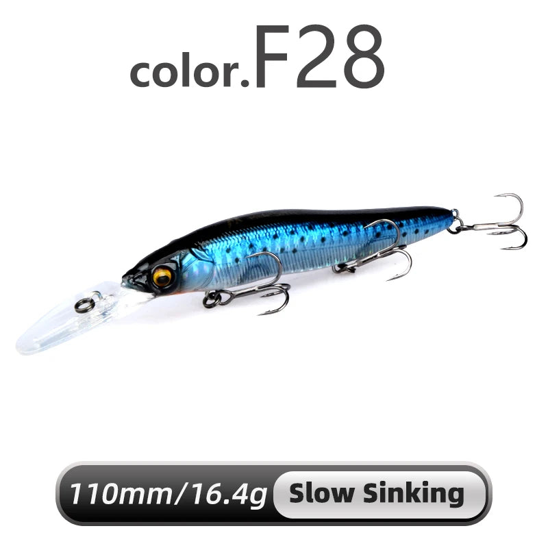 MEREDITH Minnow Wobbler Fishing Lures 110mm Artificial Hard Bait Depth 0-3m bait Jerk Bass Pike Baits Slow Sinking or Flaoting