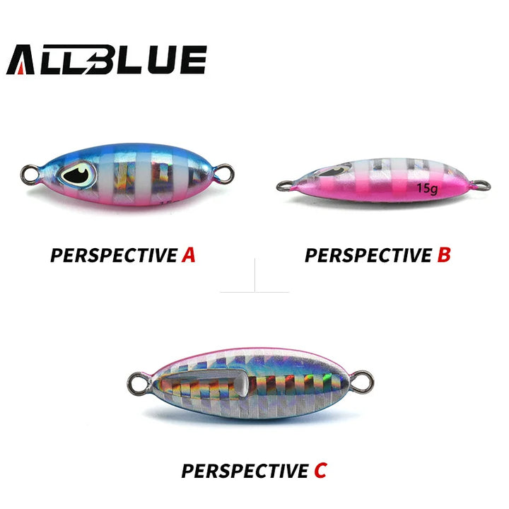 ALLBLUE Slow Drop 7G 10G 15G Micro Cast Metal Jig Shore Casting Jigging Spoon Saltwater Fishing Lure Artificial Bait Tackle