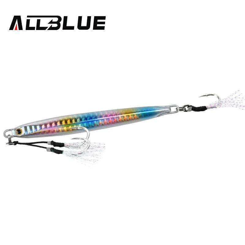 ALLBLUE SLOWER Long Metal Jig Fishing Lure Slow Cast Jigging Spoon 20G 30G 40G 60G Artificial Shore Metal Bait Sea Tackle