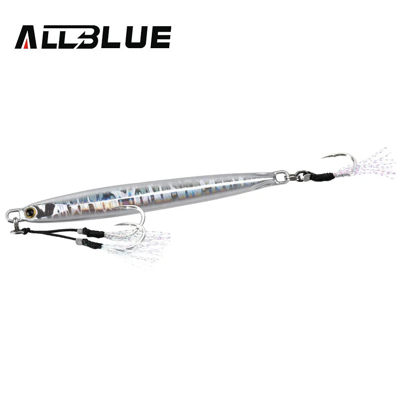 ALLBLUE SLOWER Long Metal Jig Fishing Lure Slow Cast Jigging Spoon 20G 30G 40G 60G Artificial Shore Metal Bait Sea Tackle