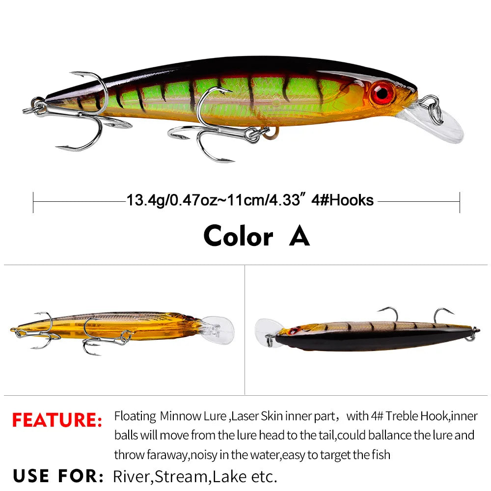 13.4g11cm Swimbaits Bass Big Fish Crankbaits Fishing Lure  Floating Depth: 0.6-1.8m Wobblers for Pike Minnow Lure Fishing Tackle