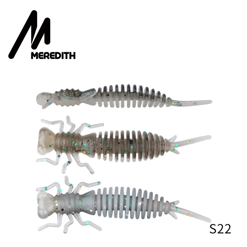 MEREDITH 10pcs Larva Fishing Lures 50mm 0.9g Soft Plastic Lures Larva Freshwater Swimbaits Silicone Soft Bait Worm For Fishing