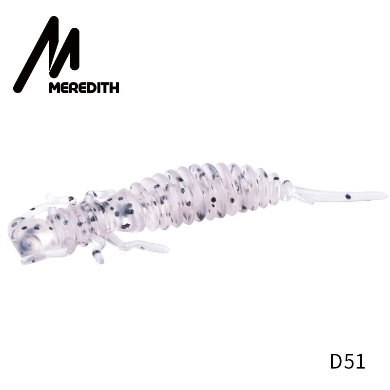 MEREDITH 10pcs Larva Fishing Lures 50mm 0.9g Soft Plastic Lures Larva Freshwater Swimbaits Silicone Soft Bait Worm For Fishing