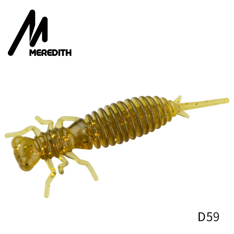 MEREDITH 10pcs Larva Fishing Lures 50mm 0.9g Soft Plastic Lures Larva Freshwater Swimbaits Silicone Soft Bait Worm For Fishing