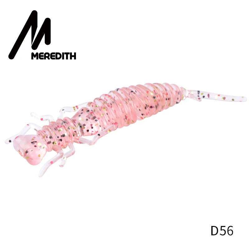 MEREDITH 10pcs Larva Fishing Lures 50mm 0.9g Soft Plastic Lures Larva Freshwater Swimbaits Silicone Soft Bait Worm For Fishing