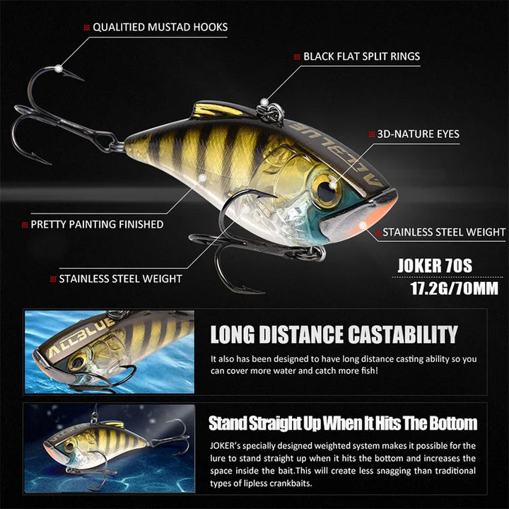 ALLBLUE JOKER 70S Sinking Fishing Lure Lipless Crankbaits Hard Artificial VIB Vibration Bait All Depth Winter Ice Fishing Tackle