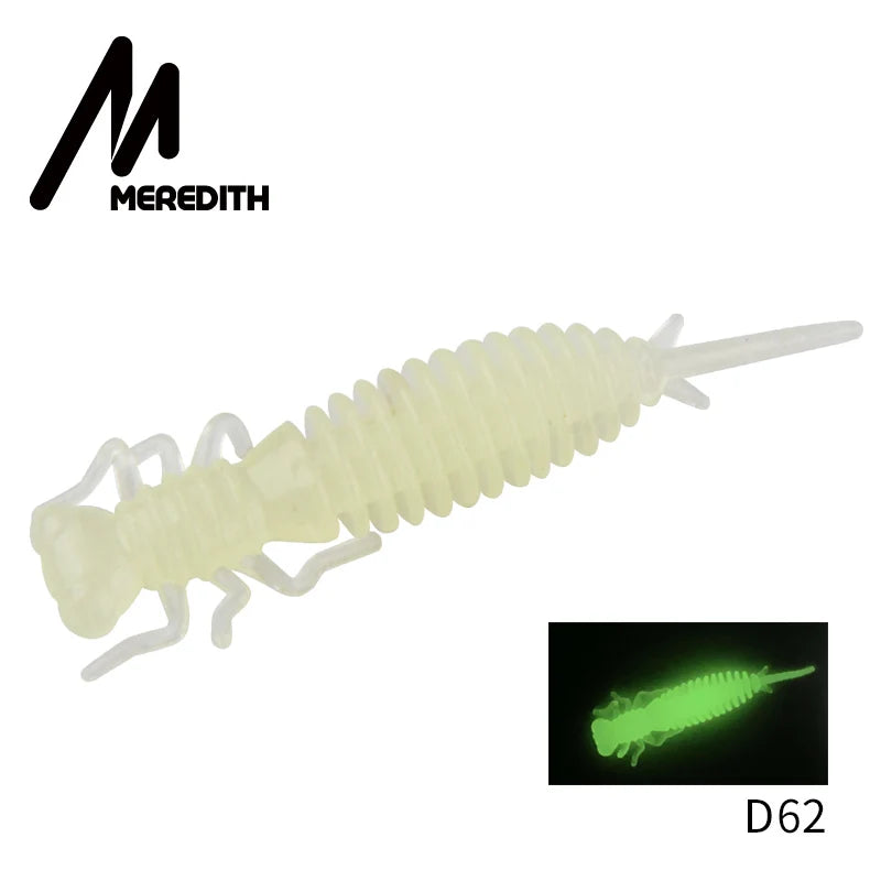 MEREDITH 10pcs Larva Fishing Lures 50mm 0.9g Soft Plastic Lures Larva Freshwater Swimbaits Silicone Soft Bait Worm For Fishing