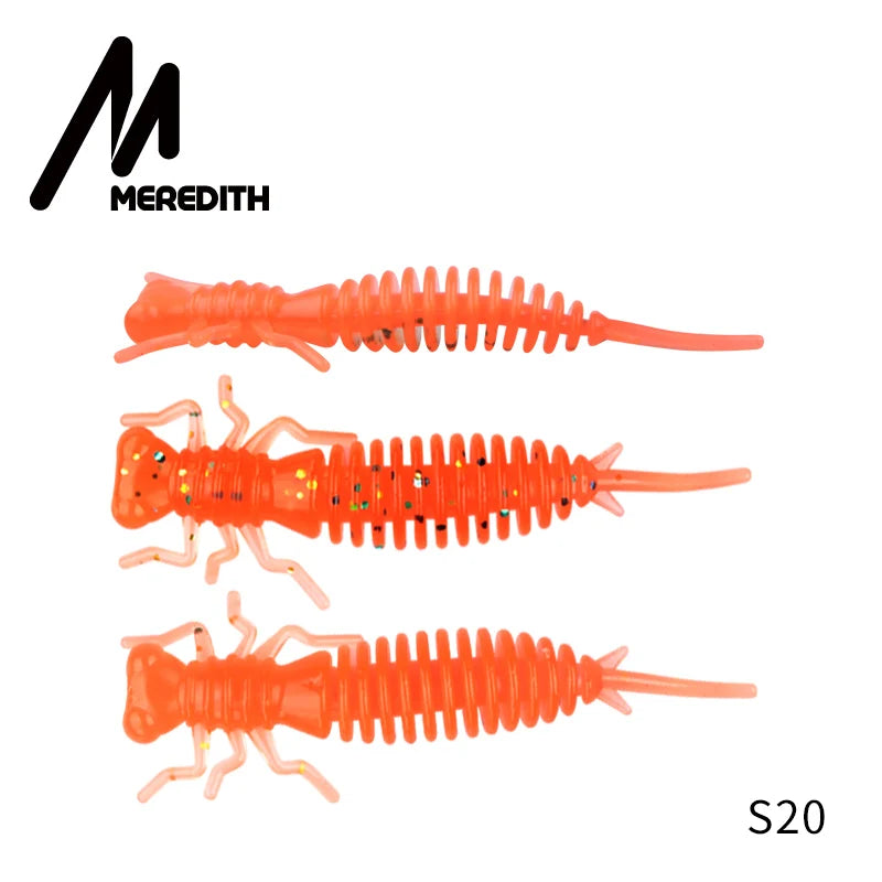MEREDITH 10pcs Larva Fishing Lures 50mm 0.9g Soft Plastic Lures Larva Freshwater Swimbaits Silicone Soft Bait Worm For Fishing