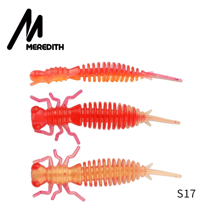 MEREDITH 10pcs Larva Fishing Lures 50mm 0.9g Soft Plastic Lures Larva Freshwater Swimbaits Silicone Soft Bait Worm For Fishing