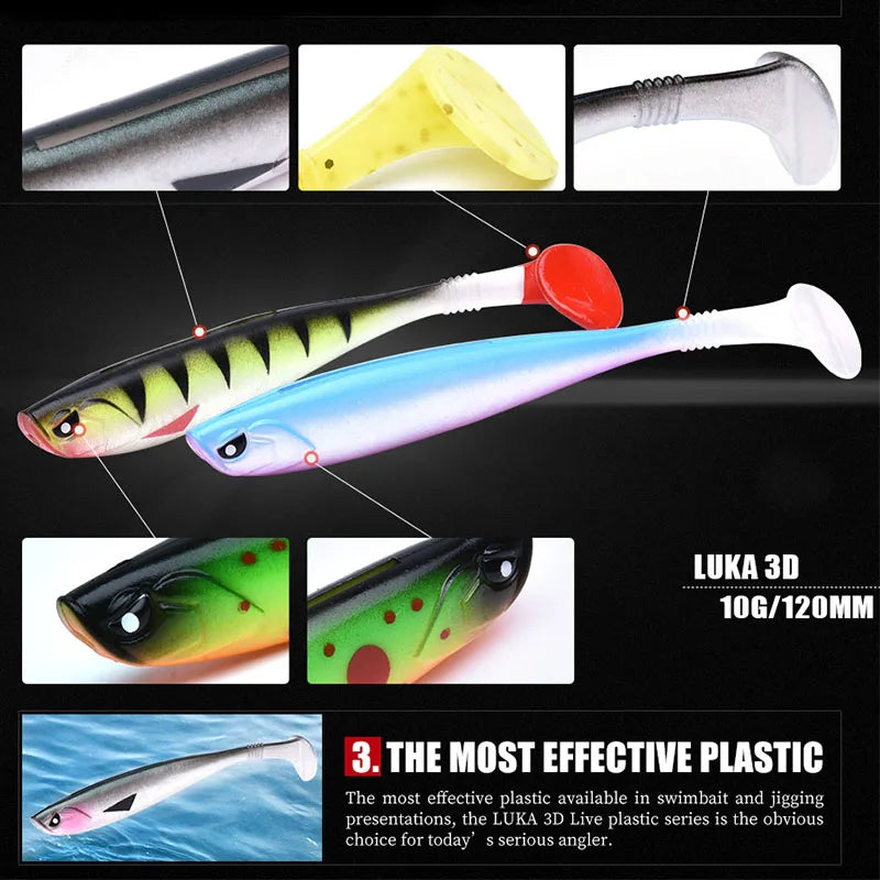 ALLBLUE LUKA 3D SOFT SWIN Fishing Lure 10g/12cm Soft Bait 4pcs/lot Shad Silicone Bass Pike Minnow Swimbait Jigging Plastic Lure