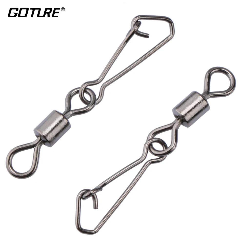 Goture 200pcs Rolling Swivels & Snap Hook Connectors - Fish & Cheaps | Fishing & Outdoor Gear