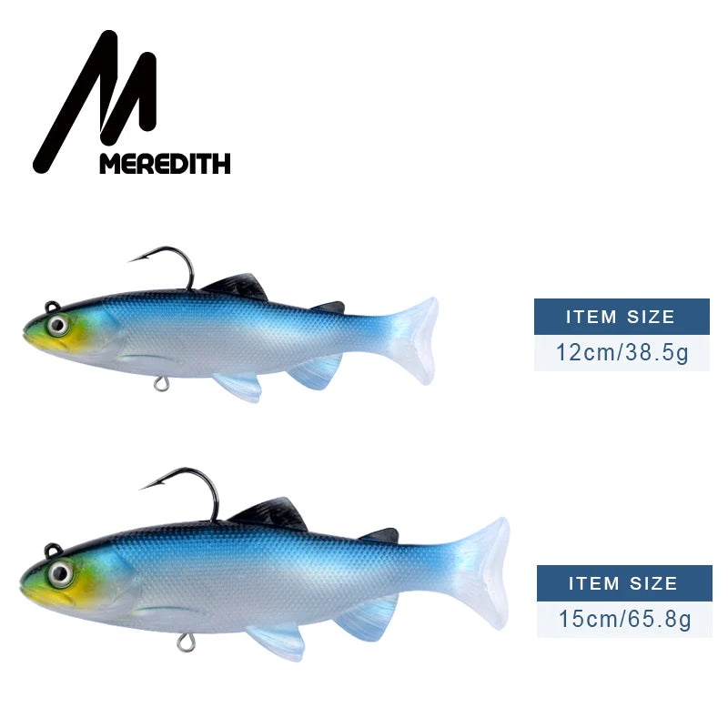 MEREDITH 5.90" Trout Soft Baits 15cm 65.8g Sinking Action PVC Material Fishing Lure Artificial Swimming Silicon Bait Wobblers