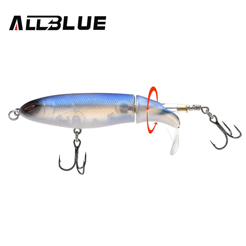 ALLBLUE Whopper Popper 9cm/11cm/13cm Topwater Fishing Lure Artificial Bait Hard Plopper Soft Rotating Tail Fishing Tackle Geer