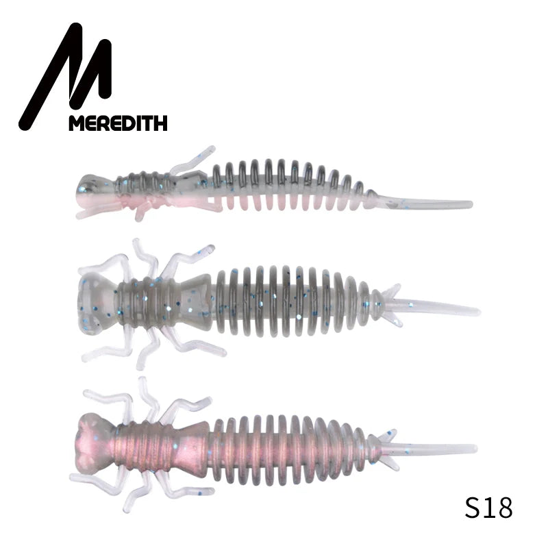 MEREDITH 10pcs Larva Fishing Lures 50mm 0.9g Soft Plastic Lures Larva Freshwater Swimbaits Silicone Soft Bait Worm For Fishing