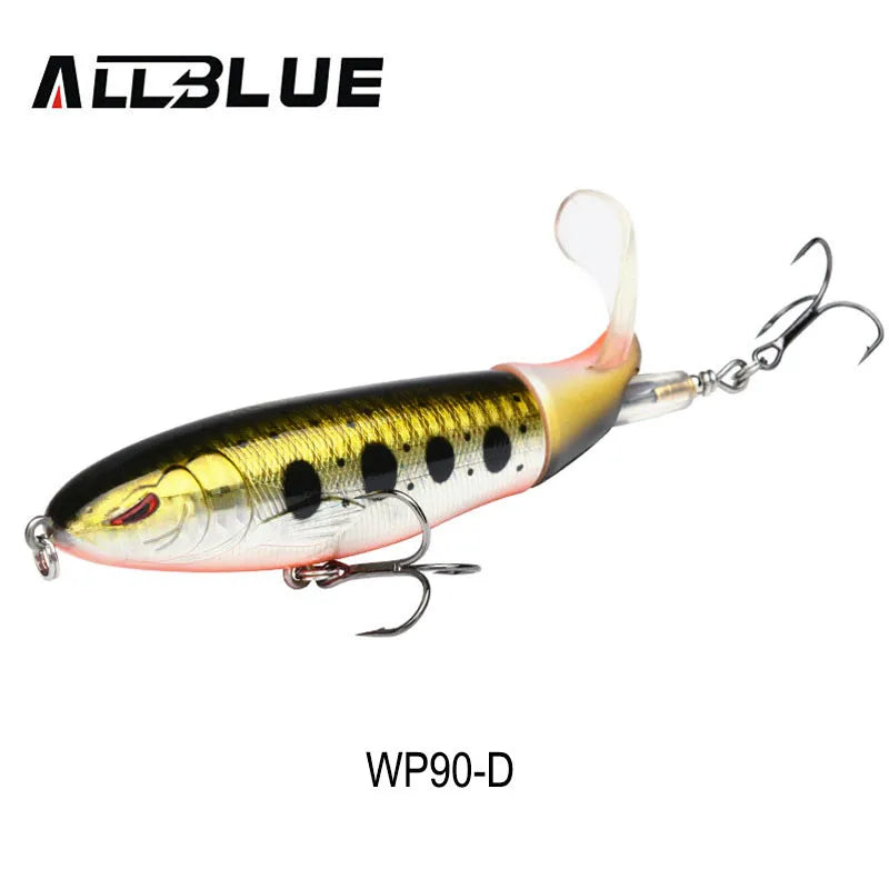 ALLBLUE Whopper Popper 9cm/11cm/13cm Topwater Fishing Lure Artificial Bait Hard Plopper Soft Rotating Tail Fishing Tackle Geer