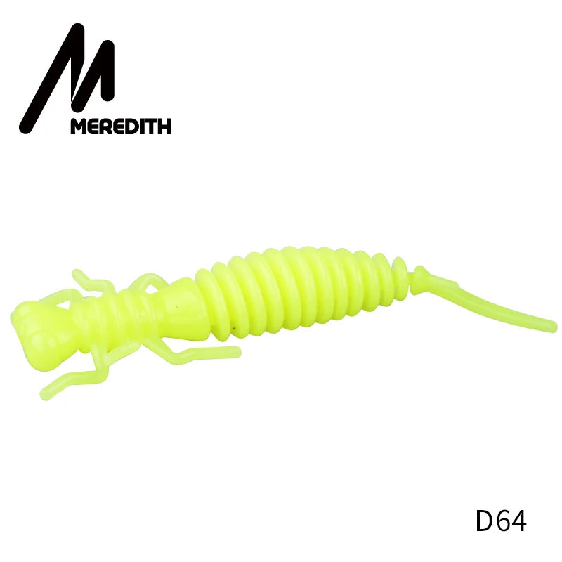 MEREDITH 10pcs Larva Fishing Lures 50mm 0.9g Soft Plastic Lures Larva Freshwater Swimbaits Silicone Soft Bait Worm For Fishing