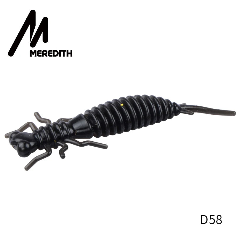 MEREDITH 10pcs Larva Fishing Lures 50mm 0.9g Soft Plastic Lures Larva Freshwater Swimbaits Silicone Soft Bait Worm For Fishing