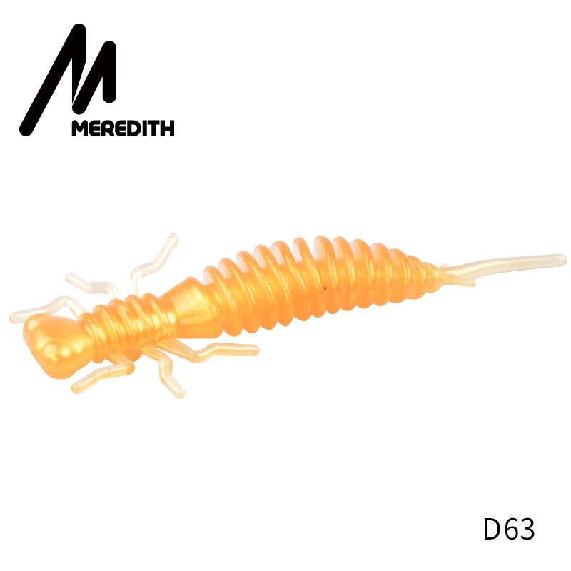 MEREDITH 10pcs Larva Fishing Lures 50mm 0.9g Soft Plastic Lures Larva Freshwater Swimbaits Silicone Soft Bait Worm For Fishing