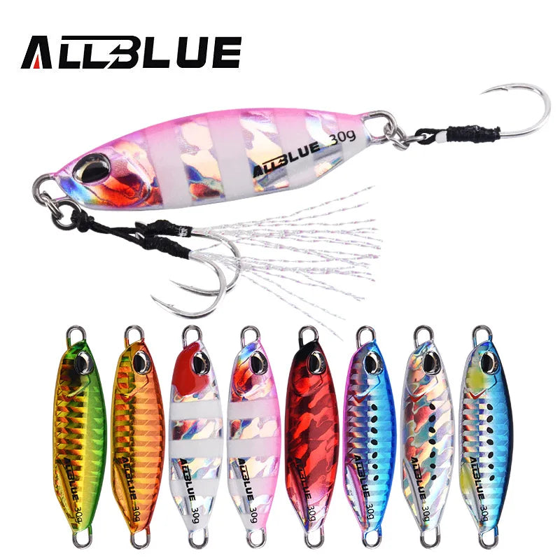 ALLBLUE New DRAGER SLOW Cast Metal Jig Fishing Lure Jigging Spoon 20G 30G Artificial Bait Shore Casting Jig Fishing Tackle